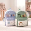 d1 Nameli Personalized Name Embroidered Sage Green and Blue Toddler Travel Backpacks
